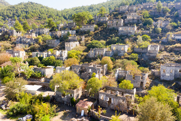 Kayaköy Abandoned ghost town, stone houses and ruins. The site of the 18th century Ancient Greek...