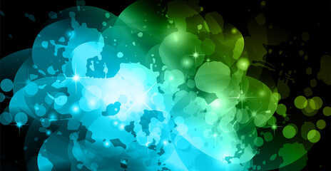 Obraz premium Abstract vector background with multicolored waves and spheres, vector illustration. The multipurpose design can be used as a cover. Bright multi-colored illustration for a nightclub.