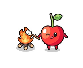cherry character is burning marshmallow