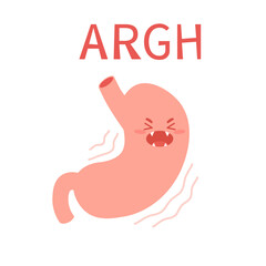 Stomach growling kawaii cartoon icon. Clipart image isolated on white background