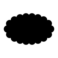 Scalloped oval shape silhouette. Clipart image isolated on white background