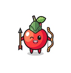 cherry cartoon as medieval archer mascot