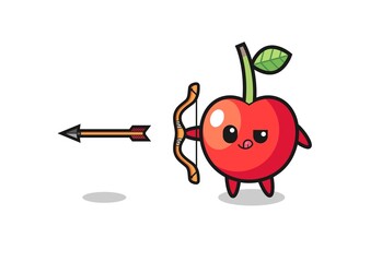 illustration of cherry character doing archery