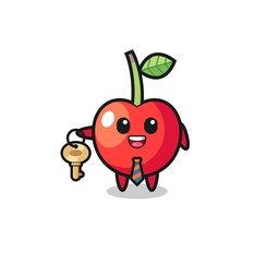 cute cherry as a real estate agent mascot