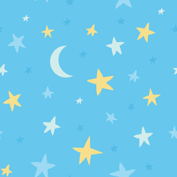 seamless pattern stars sky print background kids