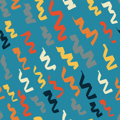 seamless pattern worms hooks brush strokes simple bright color print