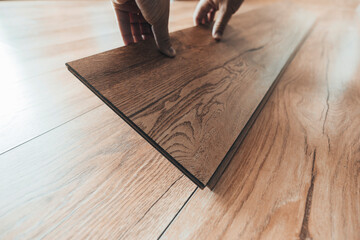 color selection for floor and laying laminate flooring.