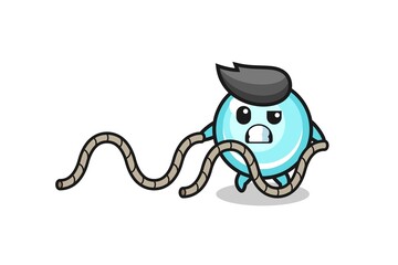 illustration of bubble doing battle rope workout