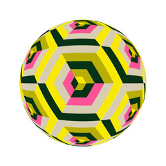 Obraz premium hexagons and cubes decorated ball in pink yellow green