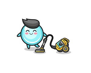 cute bubble holding vacuum cleaner illustration