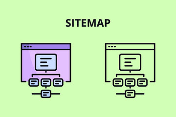 Sitemap Icon. Sitemap Optimization. Site Organization. XML Sitemap. Data Organization. Outline And Filled Color Style Icon For Web Development. Vector Graphics. - obrazy, fototapety, plakaty
