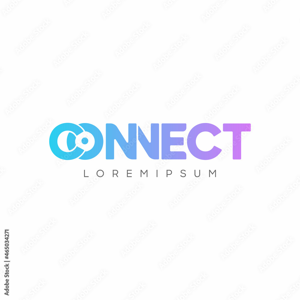 Fototapete connect blue purple gradient logo design template elements. connected c and o letters with dot. conn