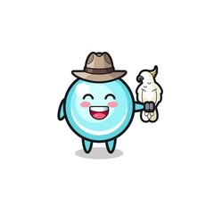 bubble zookeeper mascot with a parrot