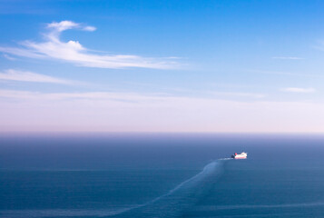 A big white ship on the open sea