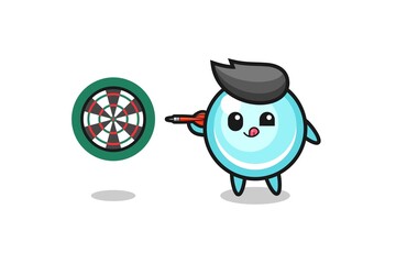 cute bubble is playing dart