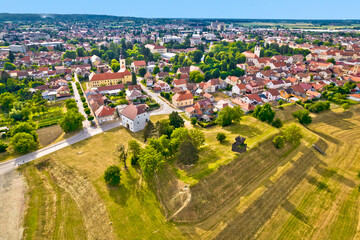 Town of Koprivnica historic trenches and city center aerial view