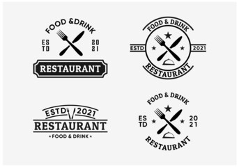 set restaurant badge logo design collections