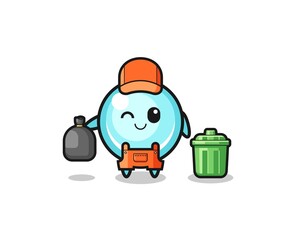 Fototapeta premium the mascot of cute bubble as garbage collector