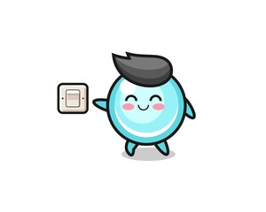 cartoon bubble is turning off light