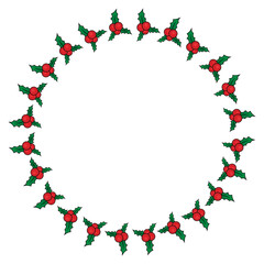 Christmas wreath with holly berries, Vector Holly berry wreath, holly wreath vector design, Simple Holly leaves Christmas Wreath décor, abstract Christmas  wreath 
