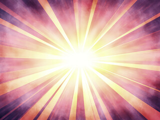 レトロ感のある紫色の放射光の背景イラスト手描き水彩風