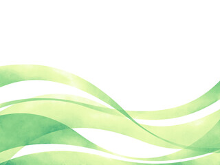 Naklejka premium 緑色の帯状のウェーブ背景素材イラスト手描き水彩風