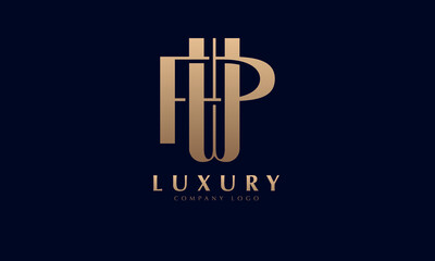 Alphabet WP or PA luxury initial letters brand monogram logo template