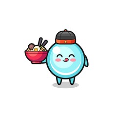 bubble as Chinese chef mascot holding a noodle bowl