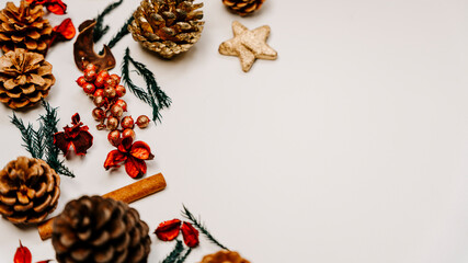 December holidays flat lay banner concept for christmas