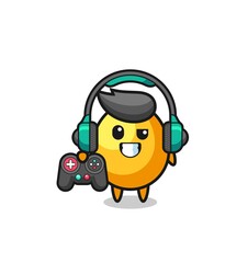 golden egg gamer mascot holding a game controller
