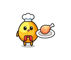 golden egg fried chicken chef cartoon character