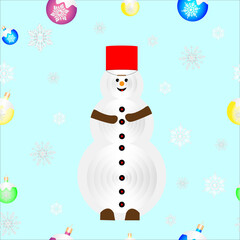 New Year and Christmas Snowman Seamless Pattern