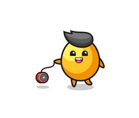 cartoon of cute golden egg playing a yoyo