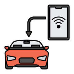 Automotive Operating Application Concept, Control App Vector Color Icon Design, Future transportation Symbol, Driverless Green Transport innovation Sign, Autonomous aerial vehicle Stock Illustration