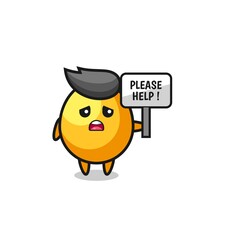 cute golden egg hold the please help banner