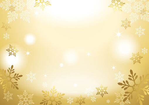 雪の結晶が降り注ぐクリスマスフレームゴールド