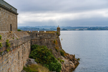Fototapeta na wymiar View Castillo de San Anton in the city of A Coruna in Galicia, Spain 