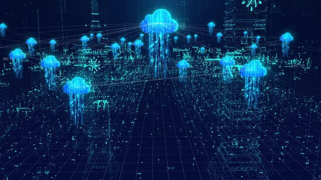 Smart city cloud service network coverage and data transmission.