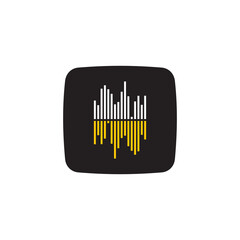 Music app logo design with note, music wave, disc icon