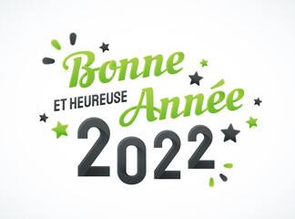 Naklejka premium Bonne et heureuse année 2022 - Carte de voeux