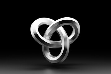 3D illustration of a  glowing and luminous torus shape on black isolated background