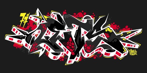 Dark Grey Abstract Urban Graffiti Street Art Word Lets Lettering Vector Illustration - obrazy, fototapety, plakaty