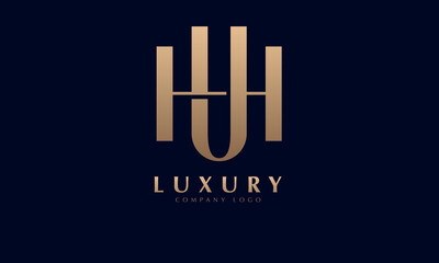 Fototapeta na wymiar Alphabet UH or HA luxury initial letters brand monogram logo template