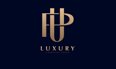 Fototapeta na wymiar Alphabet UP or PA luxury initial letters brand monogram logo template