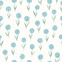 Seamless pattern of abstract blue Allium flowers.
 - obrazy, fototapety, plakaty
