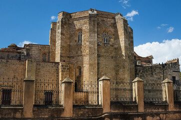 wall of Cathedral of Santo Domingo, 15th century. Ancient building in center of the capital of the...