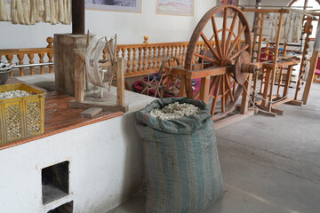 Traditional handmade silk processing workshop