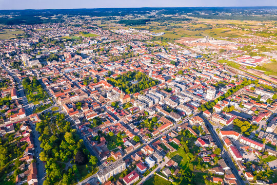 Town of Bjelovar aerial panoramic view