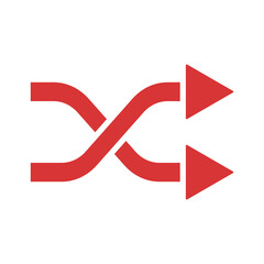 Shuffle arrows vector icon. Red symbol