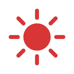 Sun vector icon. Red symbol